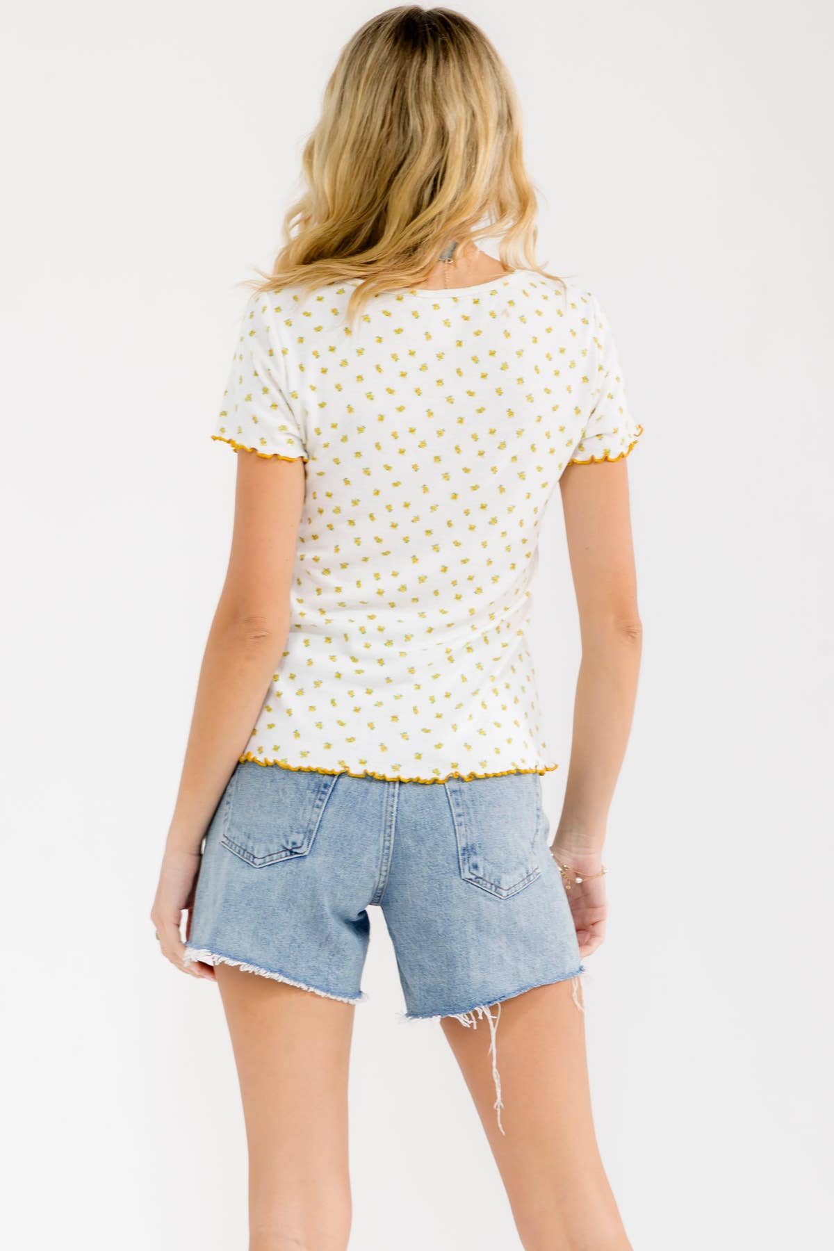 Tiny Pops Of Floral Top (S-XL)-Yellow