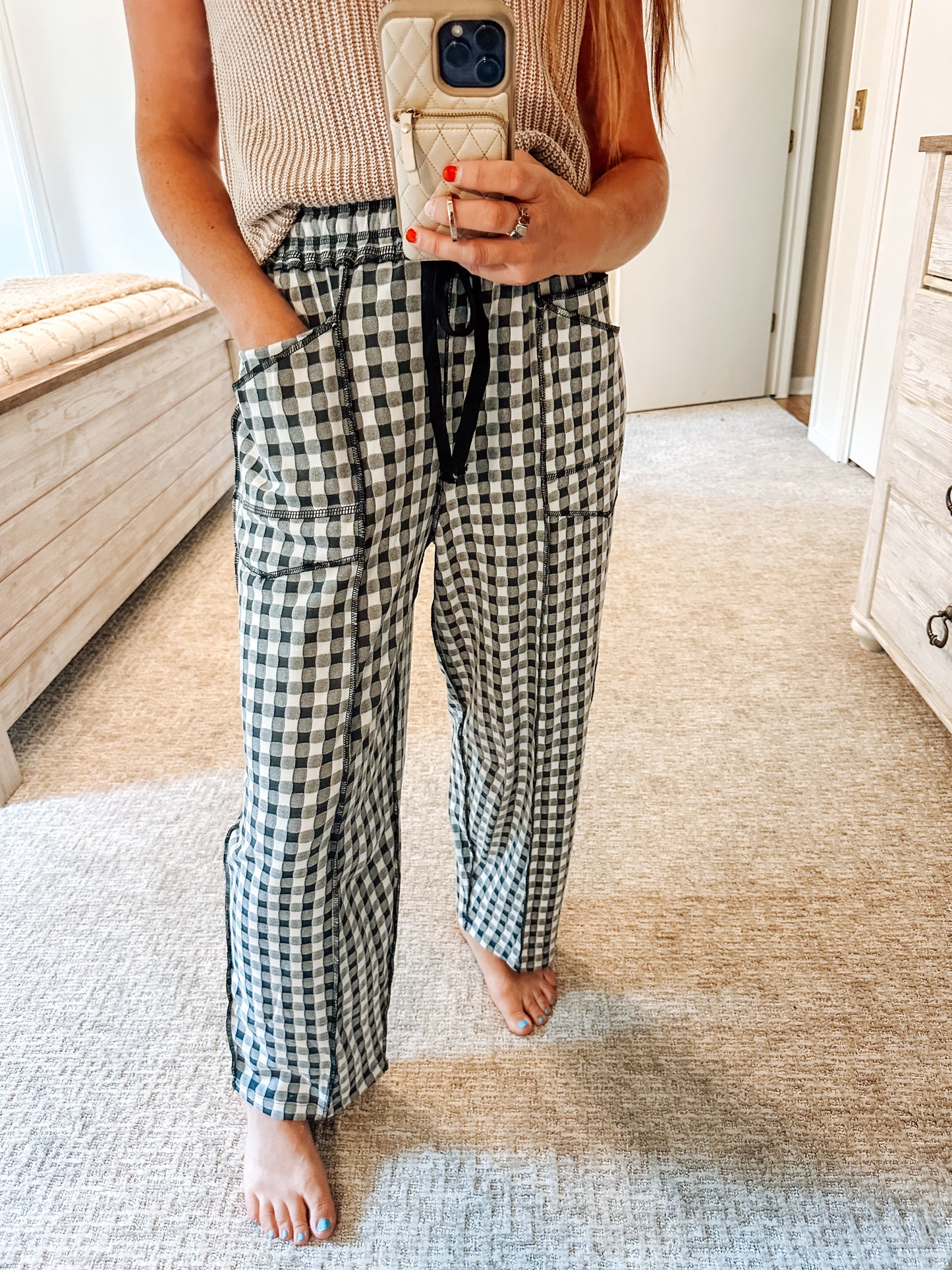 Cozy Contrast Brushed Barrel Knit Pants (S-XL)