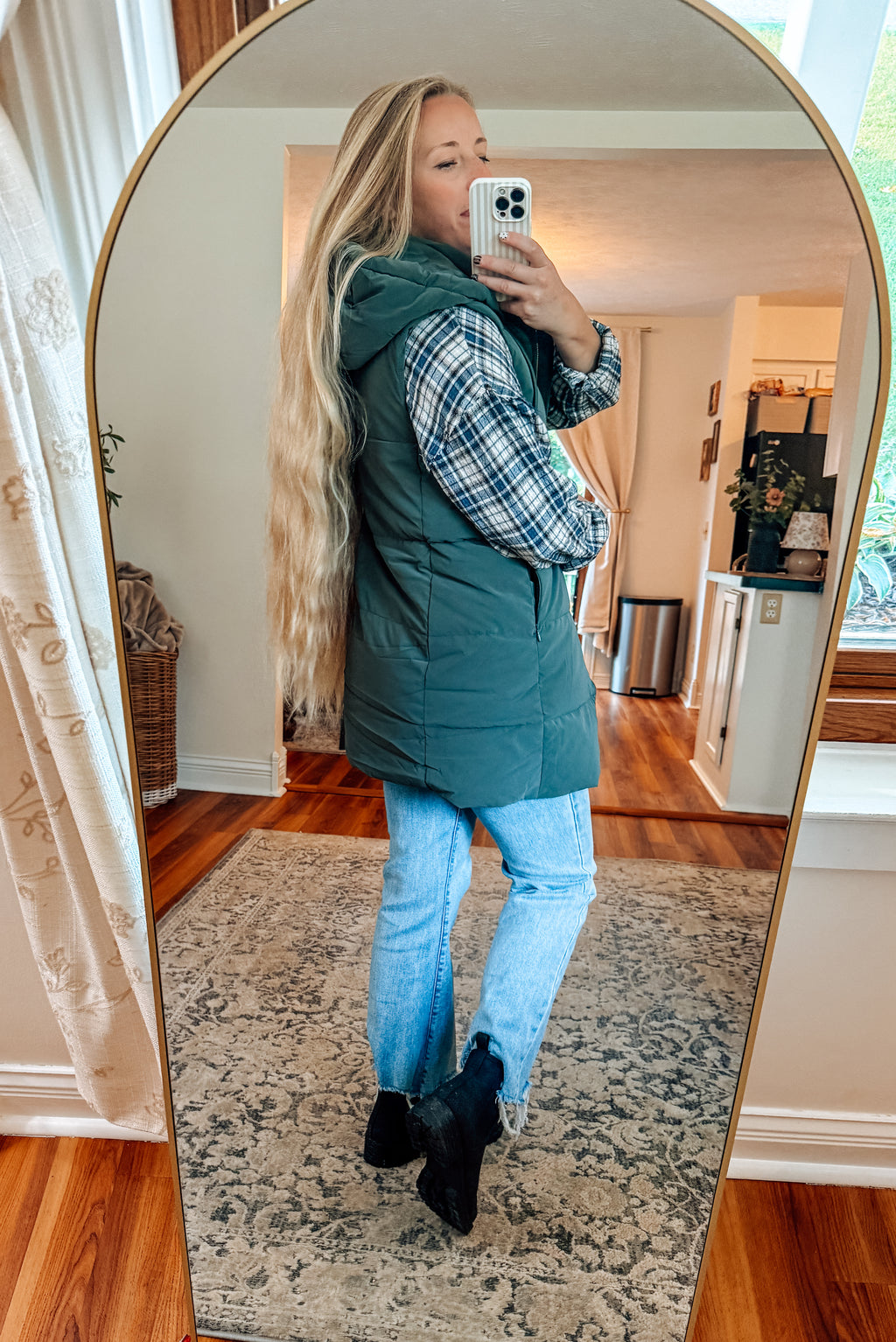 Layered In Fall Puff Long Vest