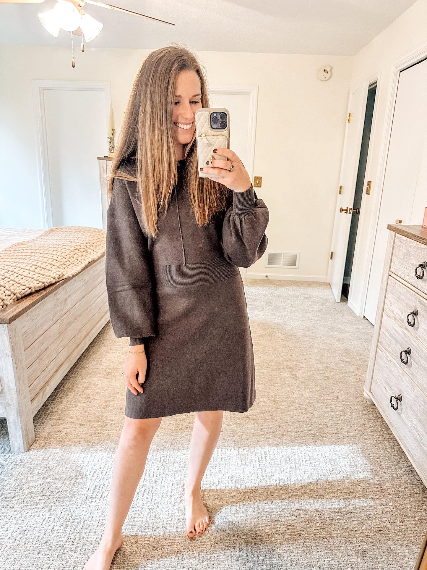 Timeless Knit Sweater Dress-Brown