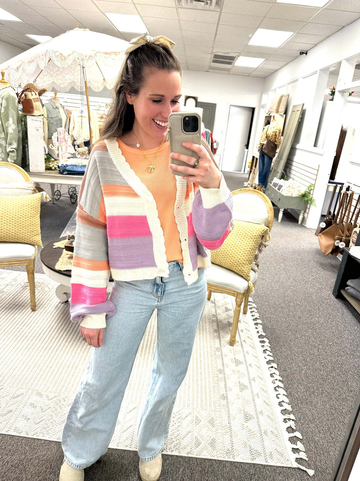Sunlit Striped Knit Cardigan