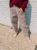 Fun In Fall Striped Elastic Pants