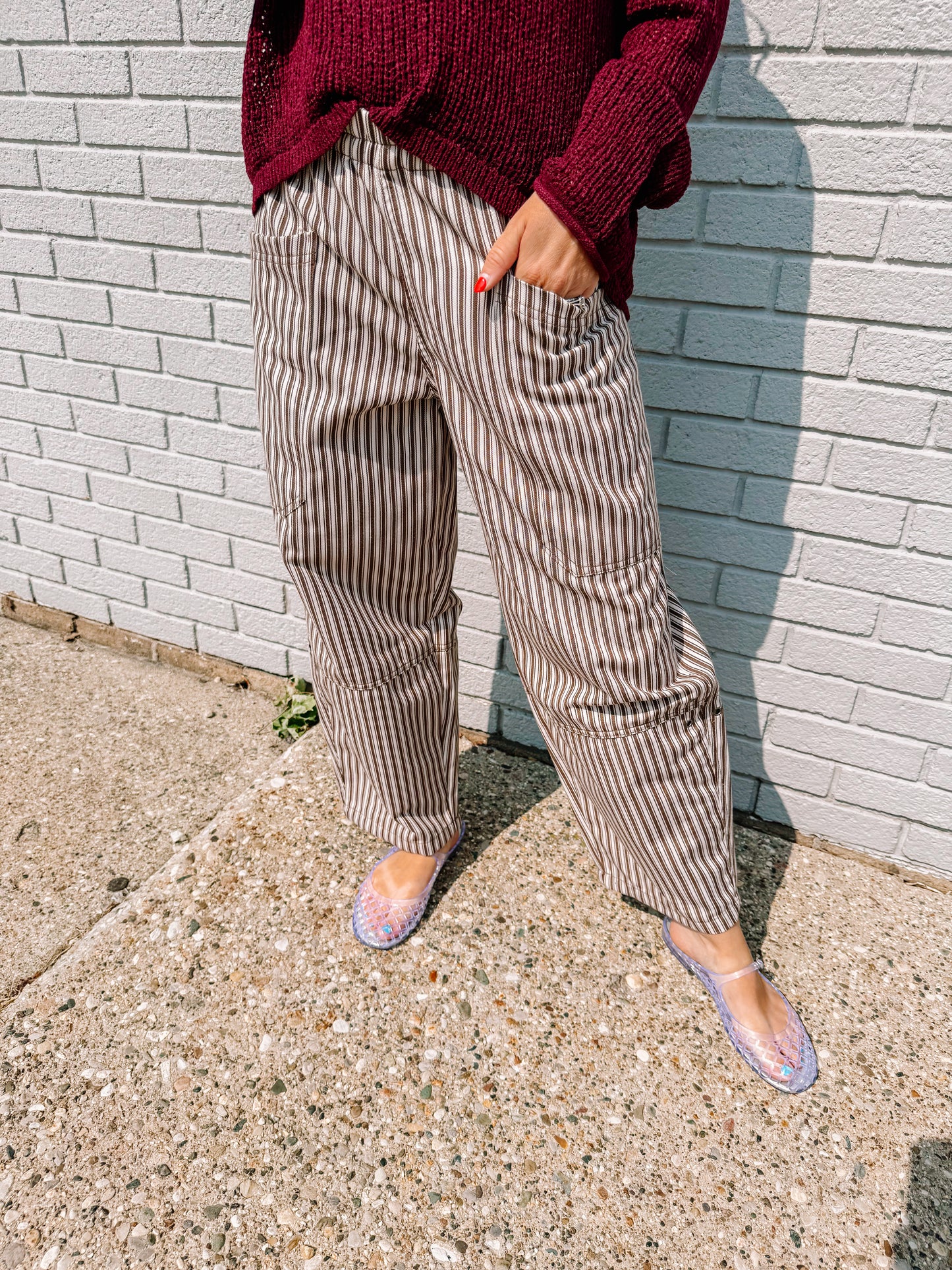 Fun In Fall Striped Elastic Pants