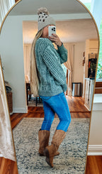 Cozy Evergreen Cable Knit Cardigan