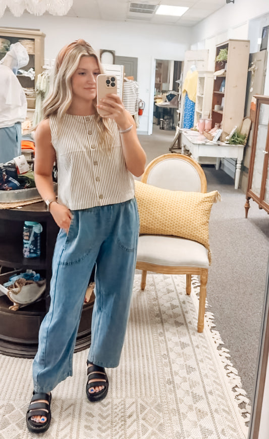 The Weekend Pintuck Denim Pants
