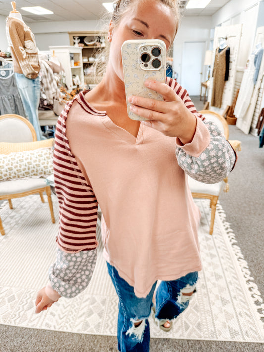 Falling for Mixed Prints-Blush