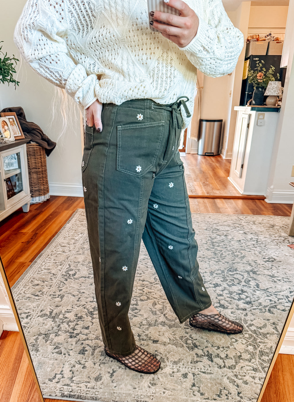 Fresh Picked Embroidered Floral Barrel Pants
