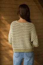 The Sadie Striped Knit Cardigan-Light Olive