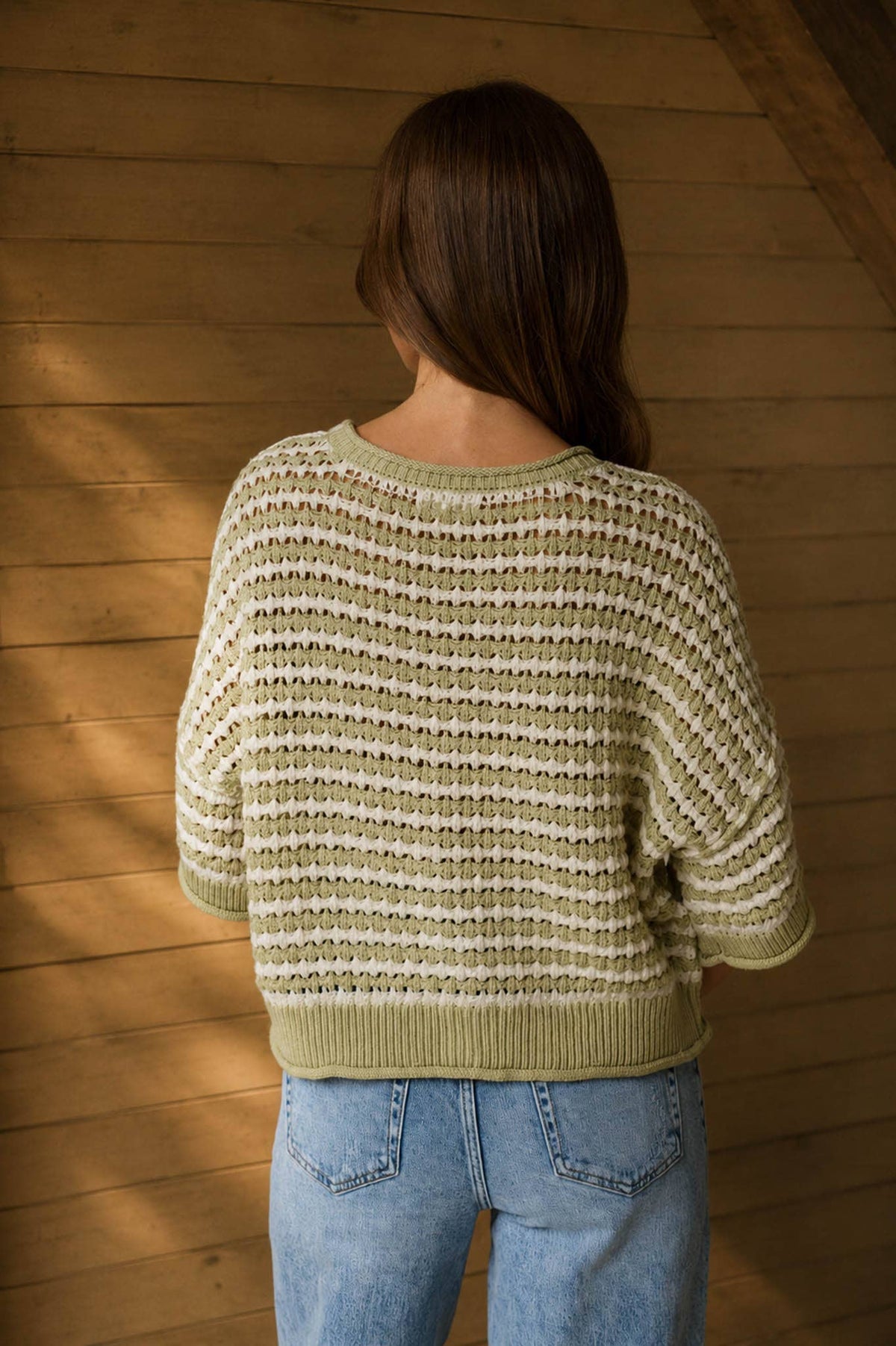 The Sadie Striped Knit Cardigan-Light Olive