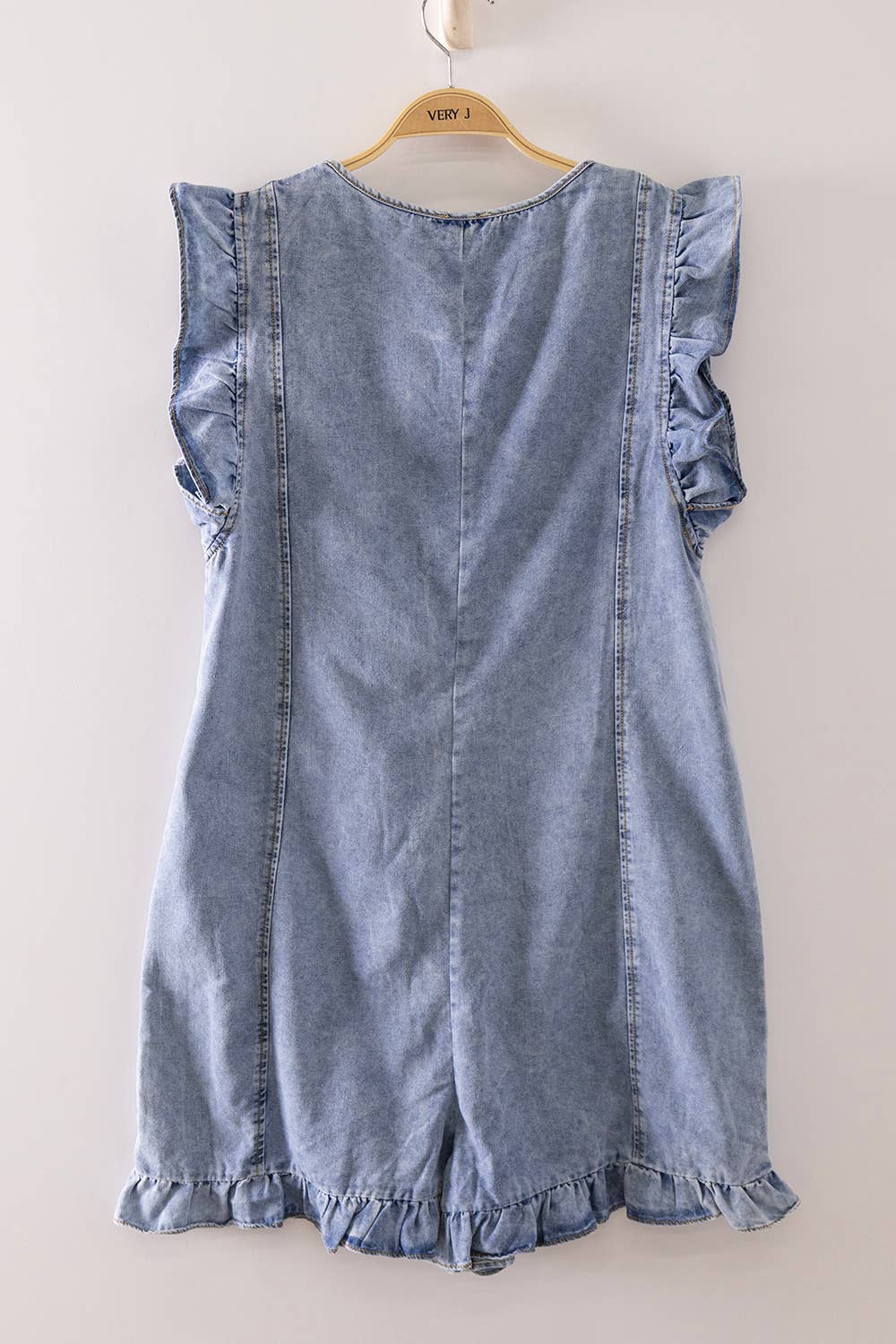 Harbor Breeze Ruffle Denim Romper