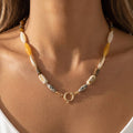 Wood Stone & Ceramic Beaded Necklace