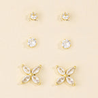 3 Pair Solitaire Earring Set