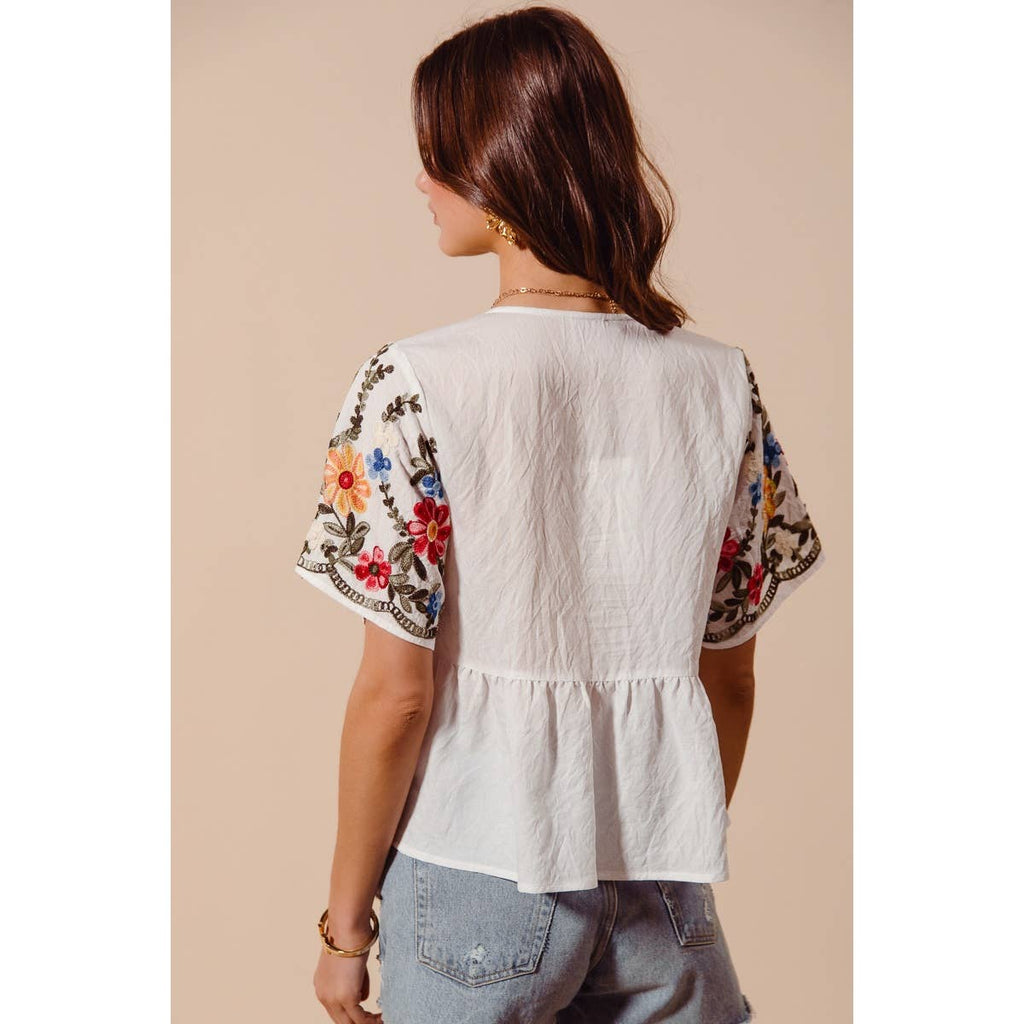 The Meadow Bloom Embroidered Babydoll Top (S-XL)
