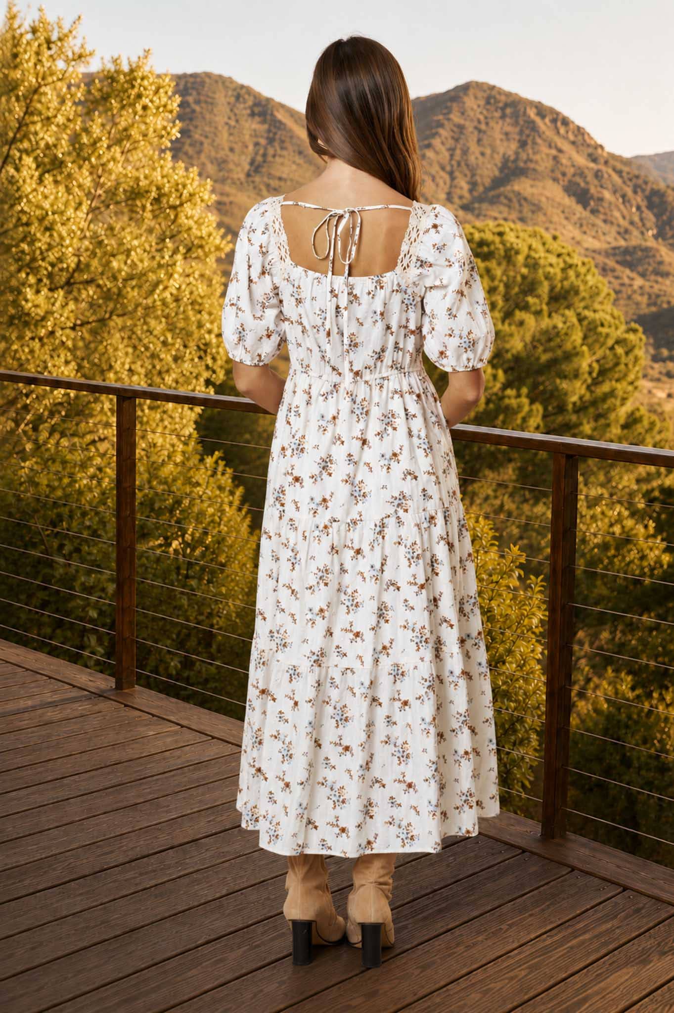 The Cottage Garden Lace Trim Midi Dress