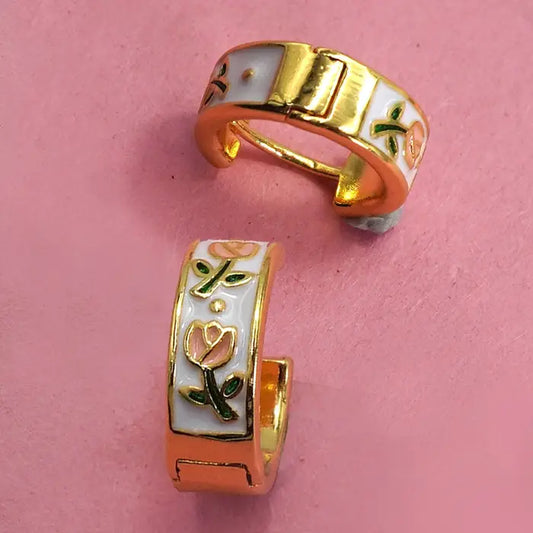 Vintage Floral Hoop Earrings