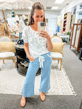 Caught up in Gingham Pants-Blue