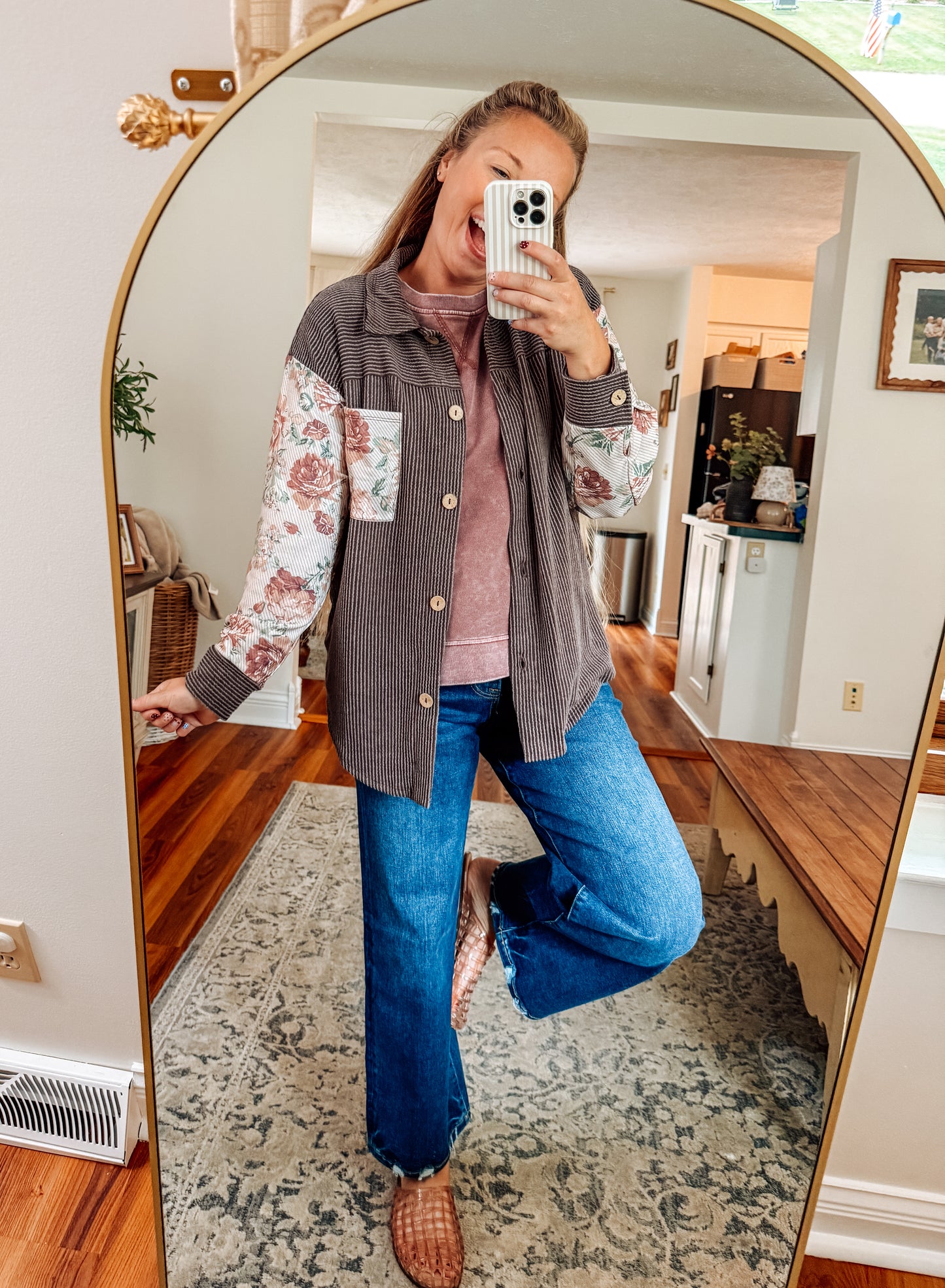 Layer Me Up Contrast Ribbed Button Up