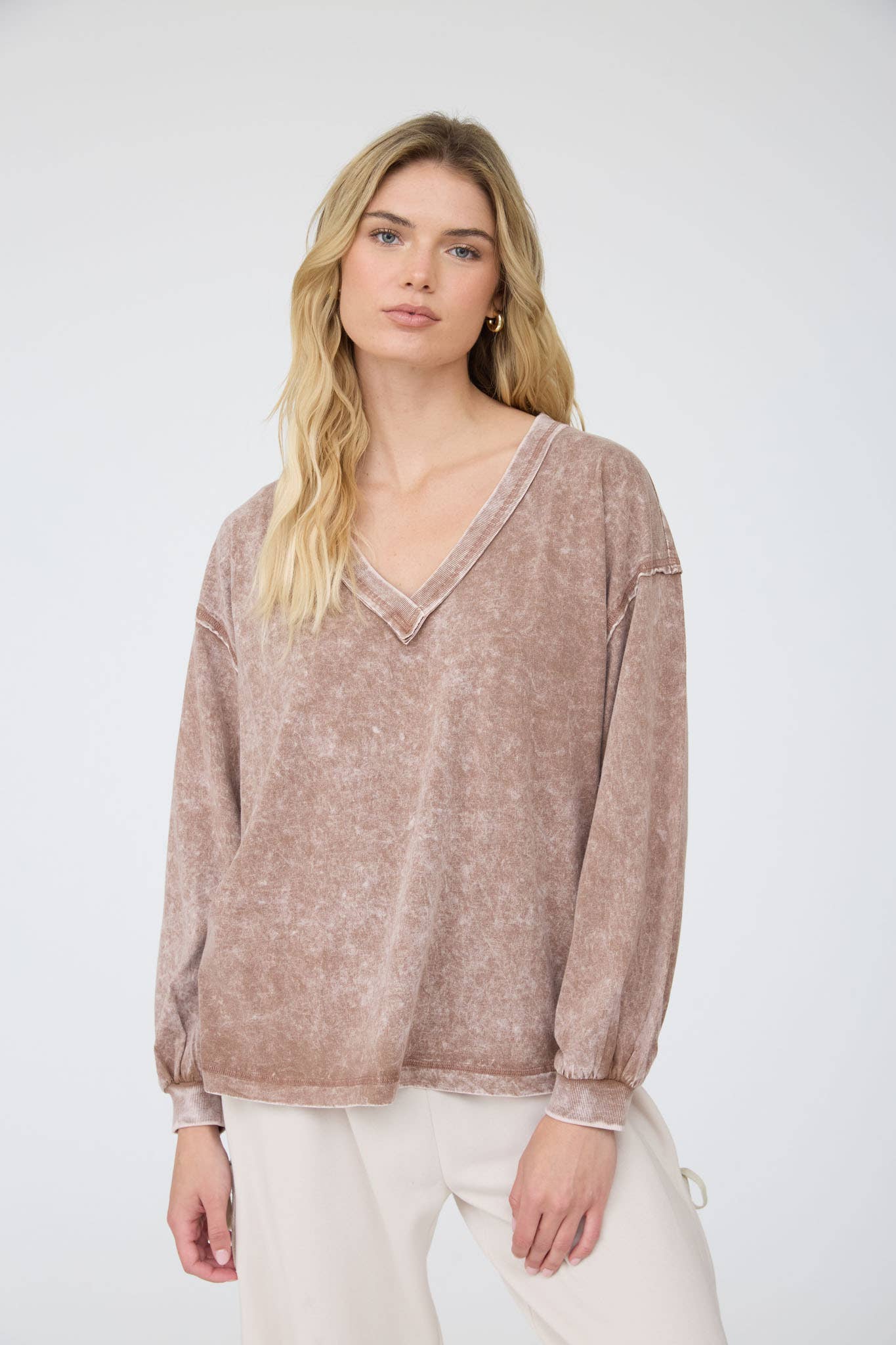 Simply Styled Inverted Seam Knit Top-Cocoa