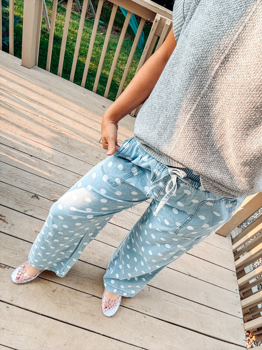 The Playful Polka Chambray Pants