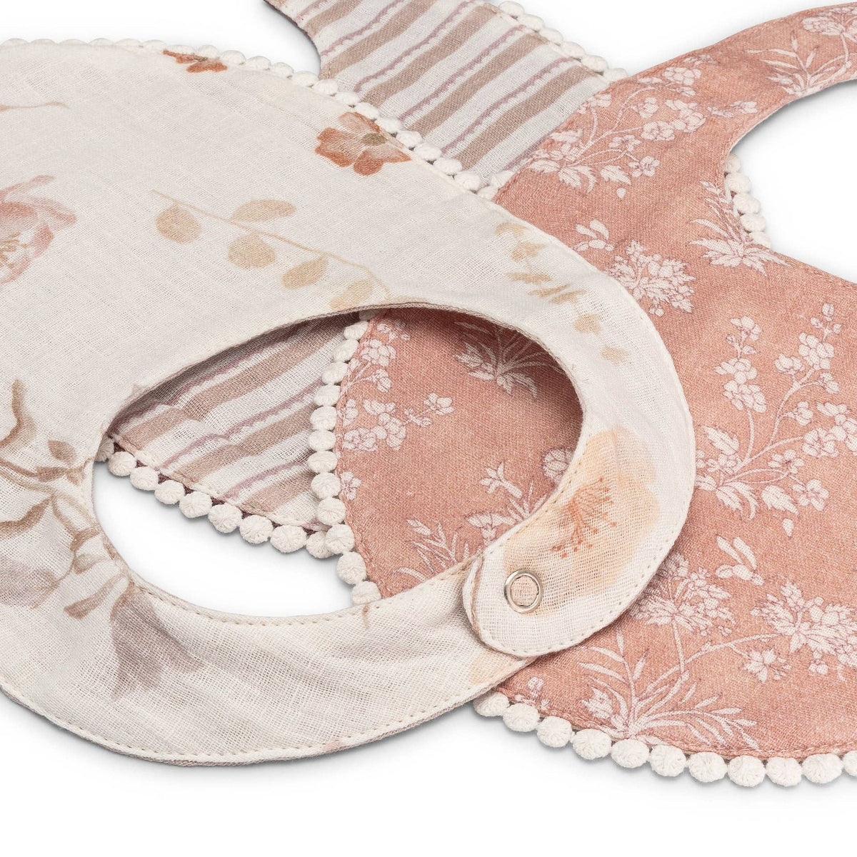 Violet Floral Cotton Baby Bib (3 Colors)