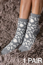 Leopard Cozy Chenille Socks (several colors)