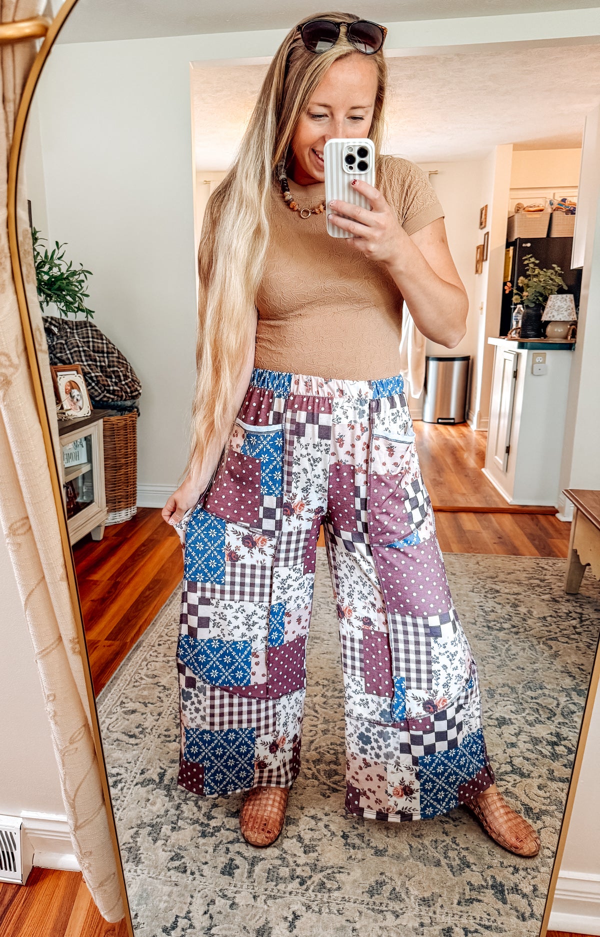 Penny Patchwork Floral French Terry Pants