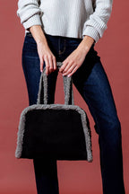 Fleece Trim Tote & Crossbody Bag