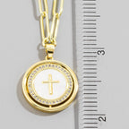 Stainless Steel Cross Disc Pendant Necklace