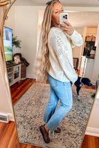 Oat & Honey Diamond Open Knit Sweater (S-XL)
