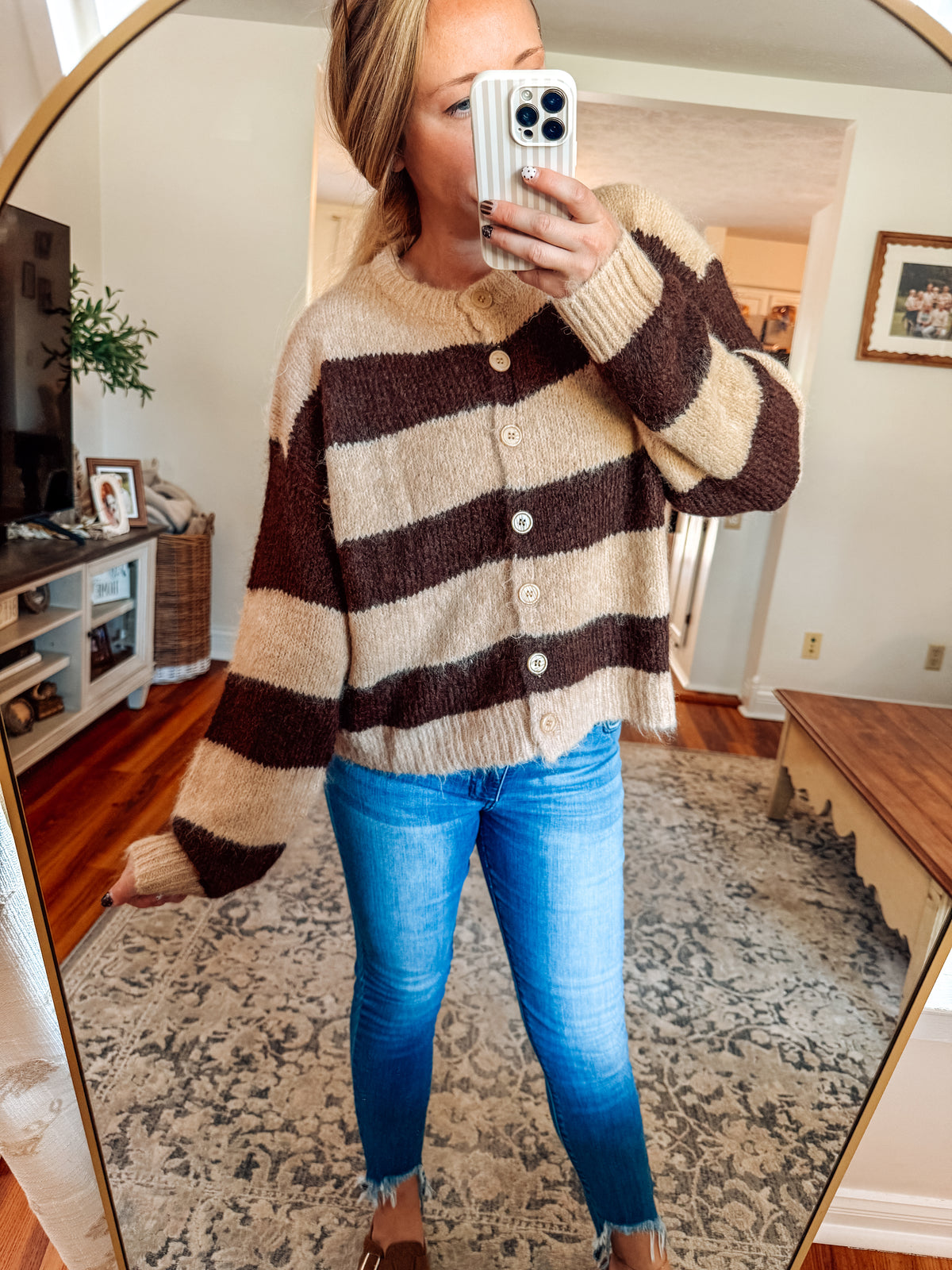 The Cozy Keepsake Button Down Cardigan-Brown
