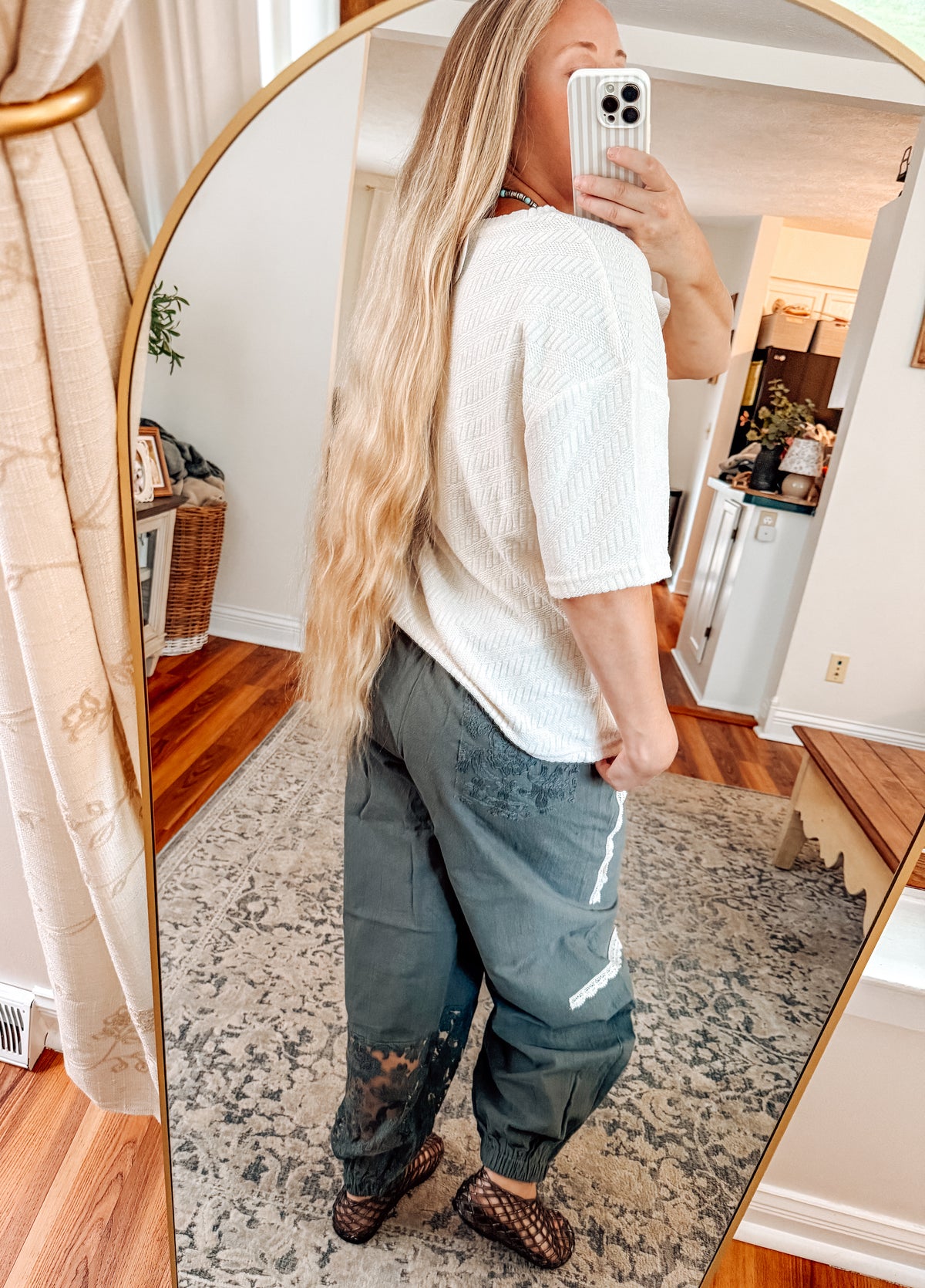 Casual Days Cream Textured Top