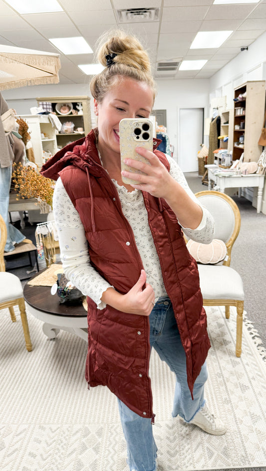 Keepin' Warm Puff Vest-Brick (S-XL)