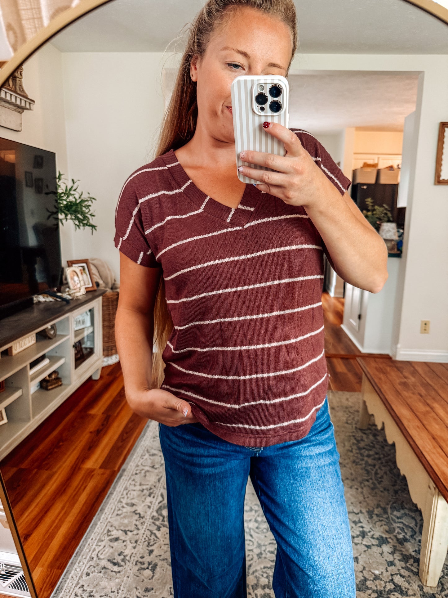 The Effortless Stripe V-Neck Top (2 Colors)