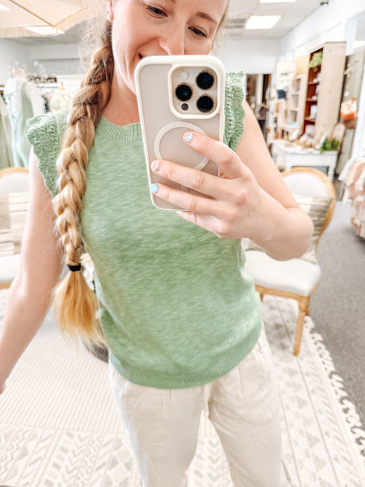 Applemint Capped Sleeve Top