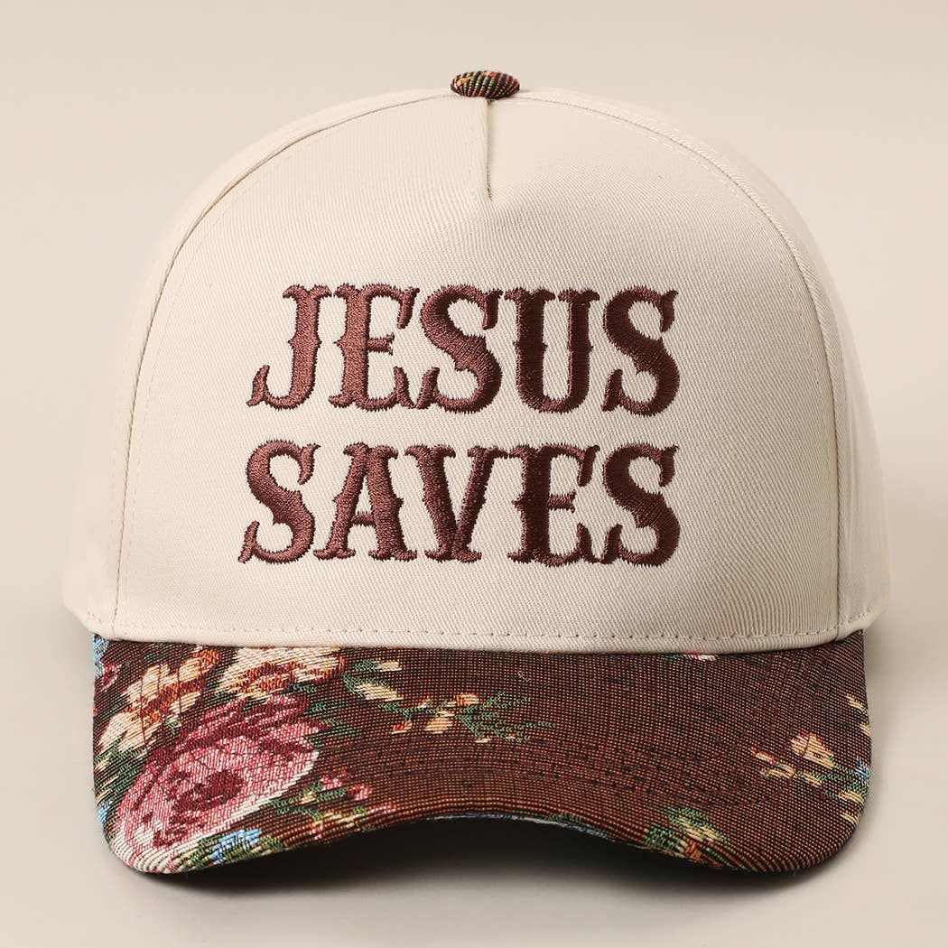 JESUS SAVES Tapestry Trucker Hat (several colors)