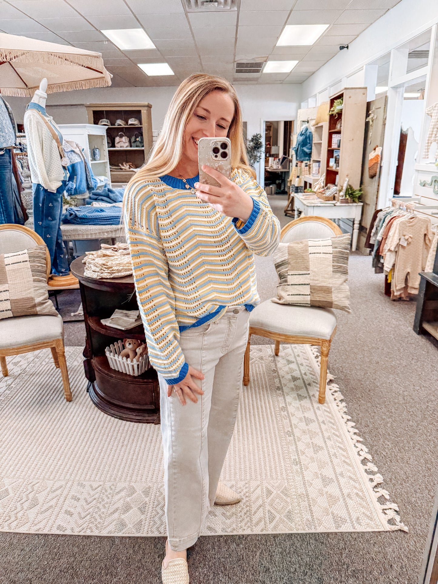 Coastal Calm Open Knit Sweater