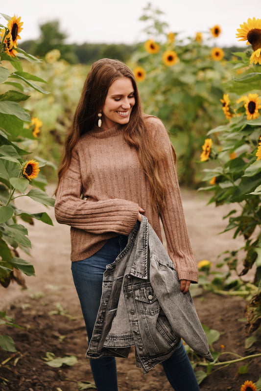 Harvest Delight Knitted Sweater-Brown
