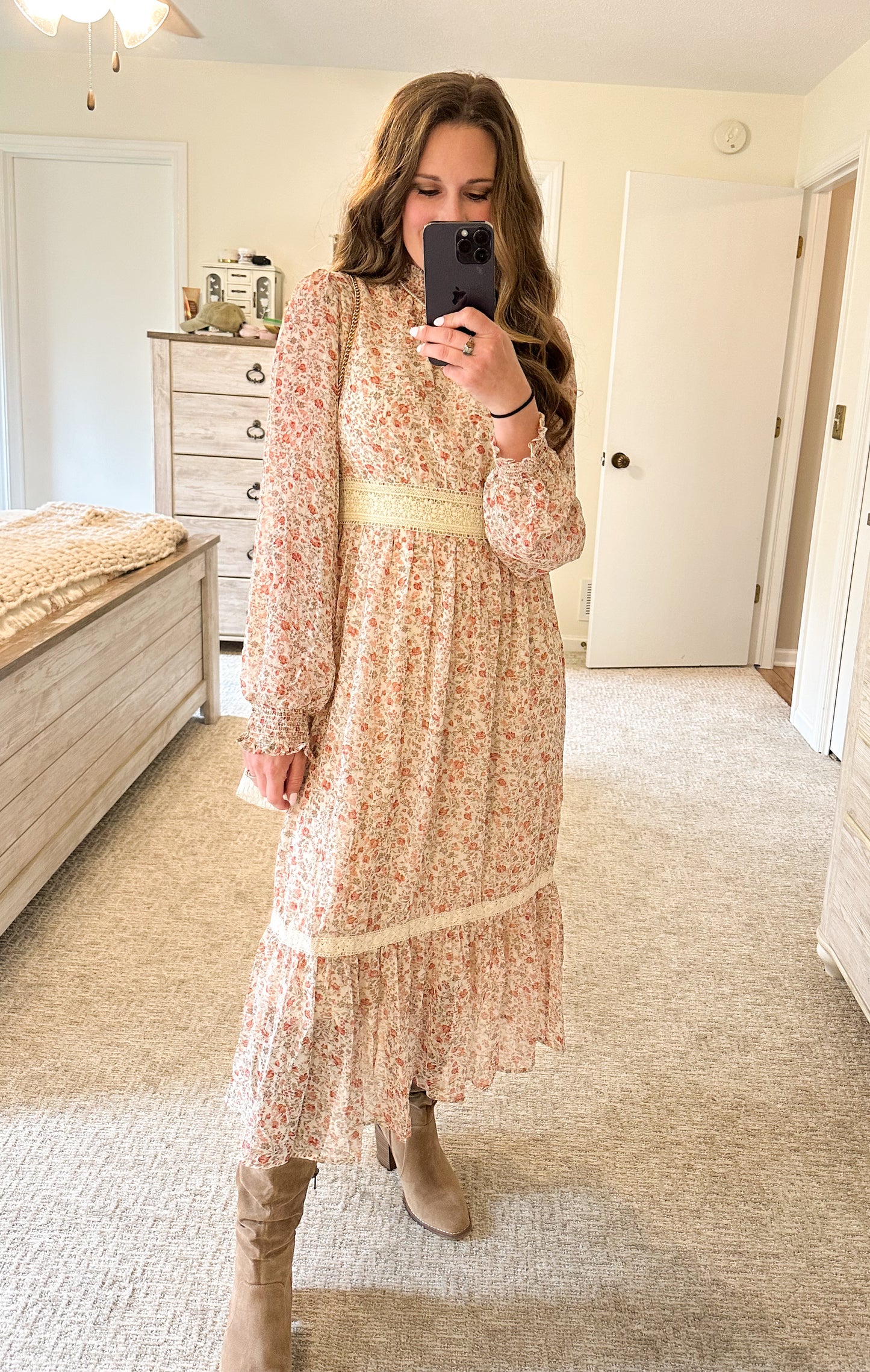 The Polished Poet Midi Dress-Taupe
