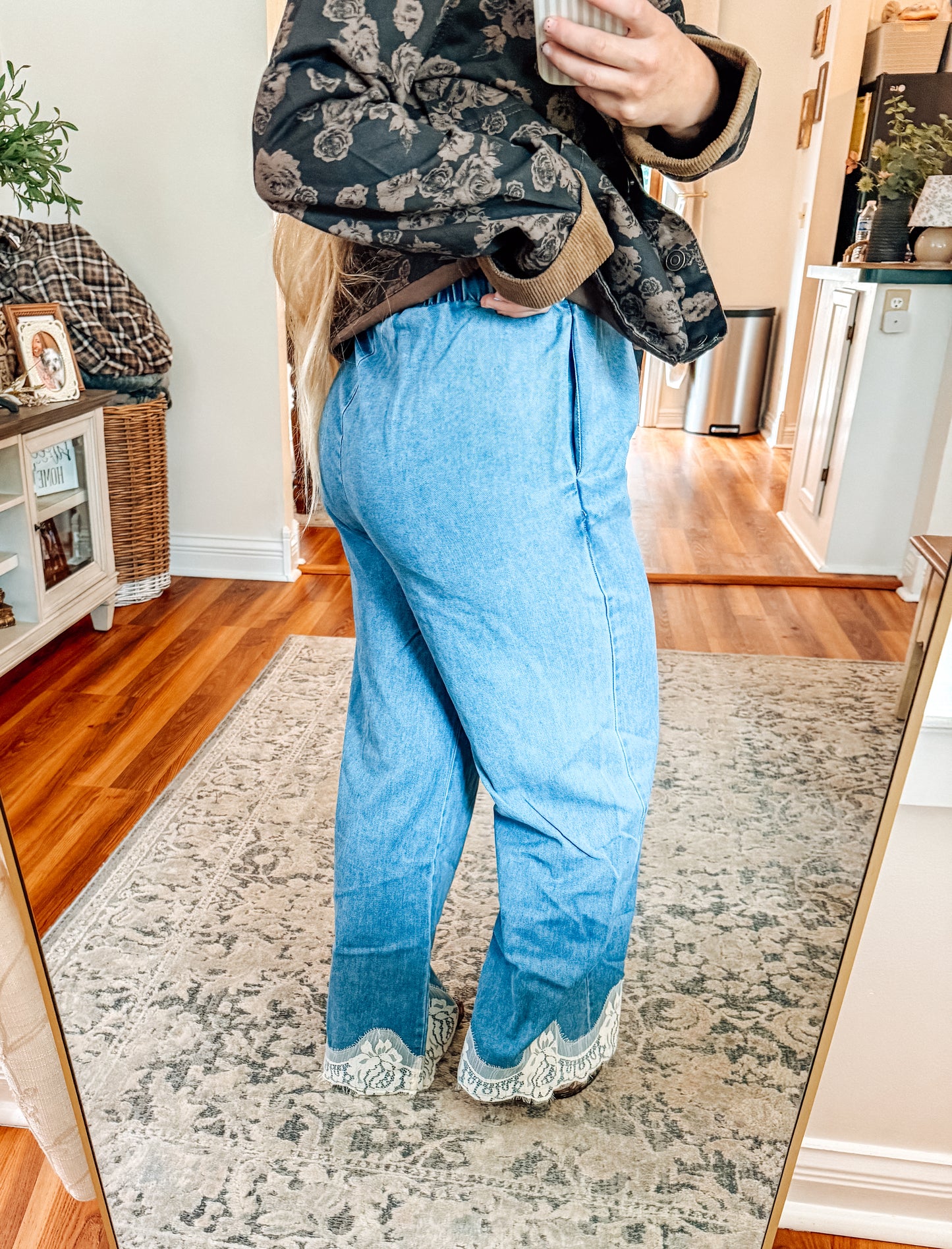Hadley Boho Lace Trim Wide Leg Jeans