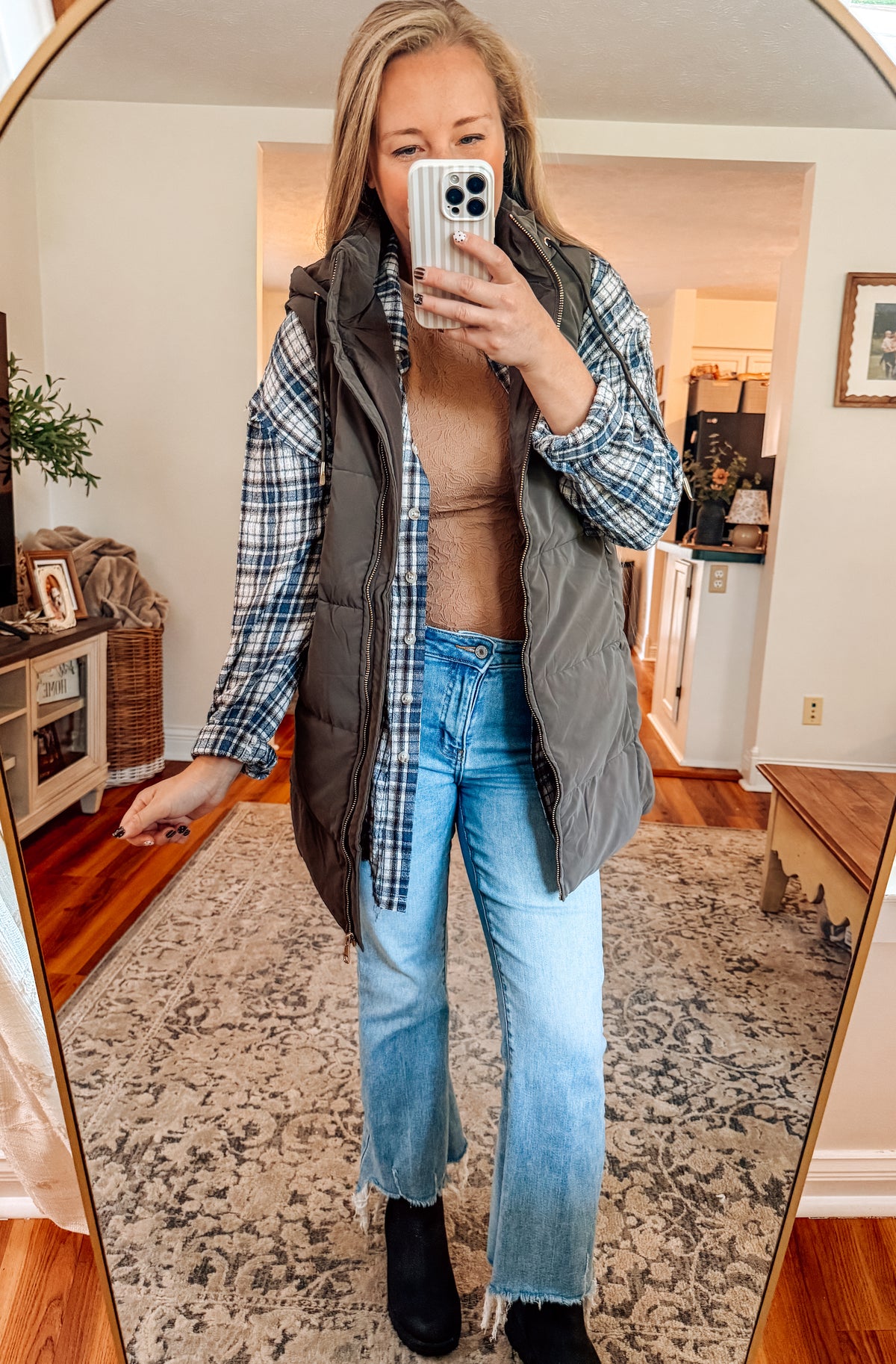 Layered In Fall Puff Long Vest
