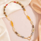 Wood Stone & Ceramic Beaded Necklace