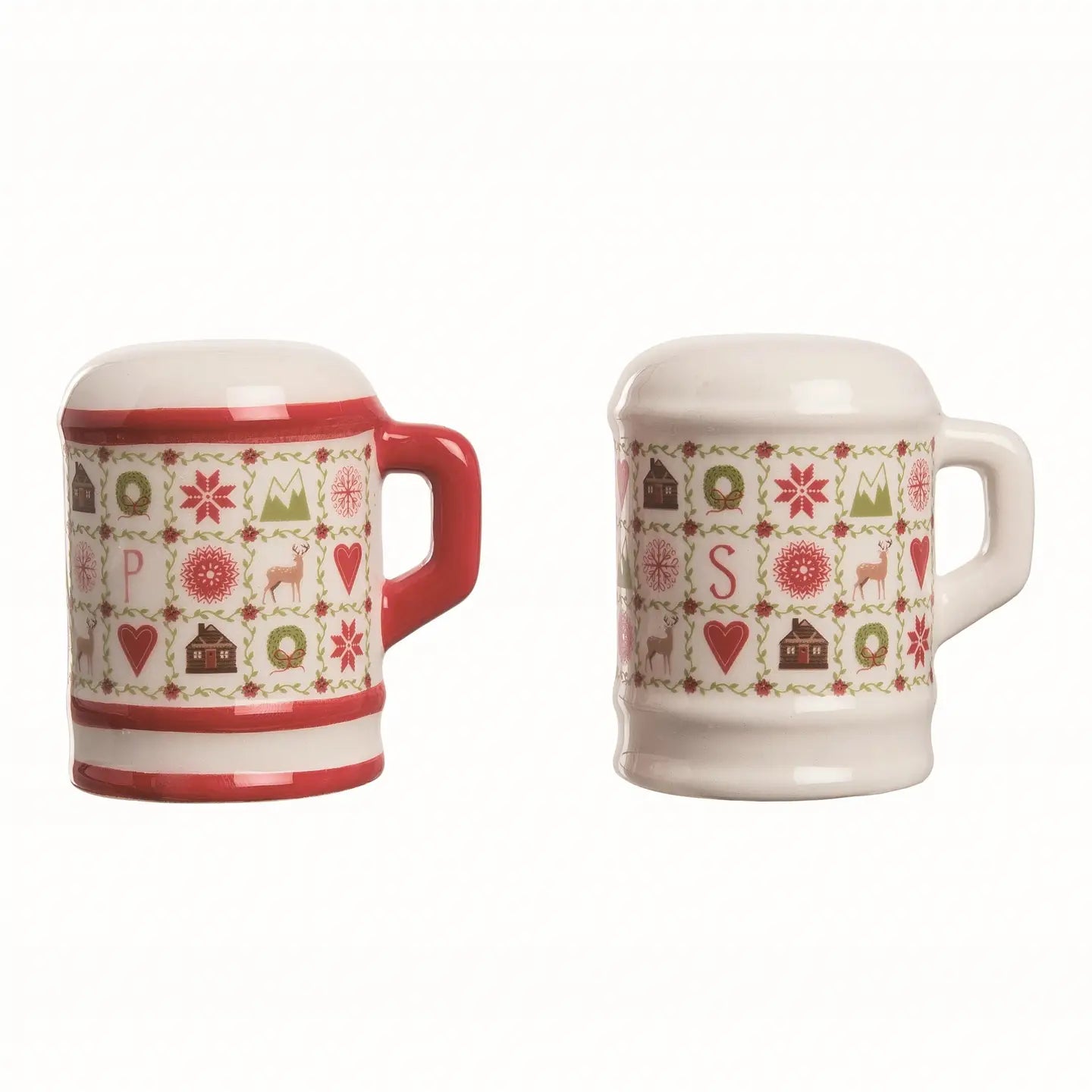 Quilt Canister Salt Pepper Shaker Set 2