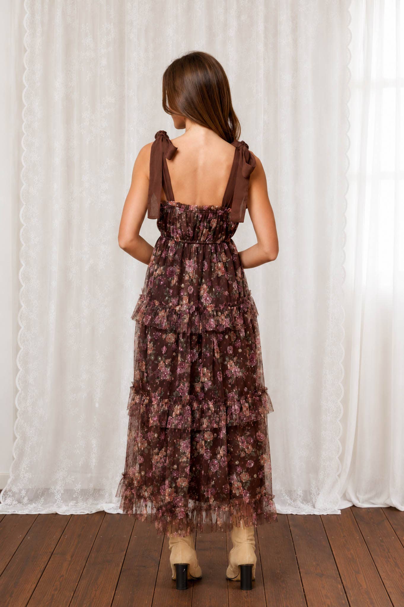 The English Garden Dress-Brown Multi
