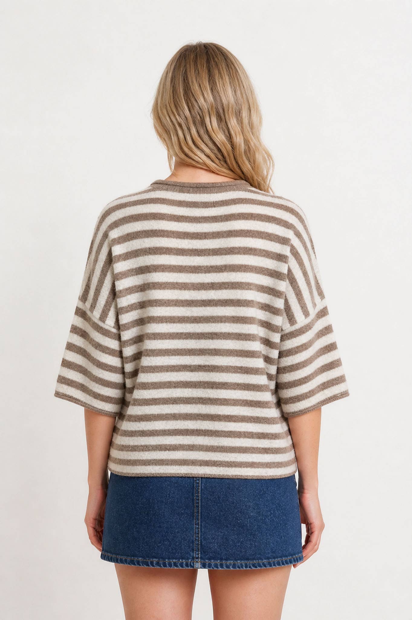Golden Hour Striped Button Down Cardigan-Mocha