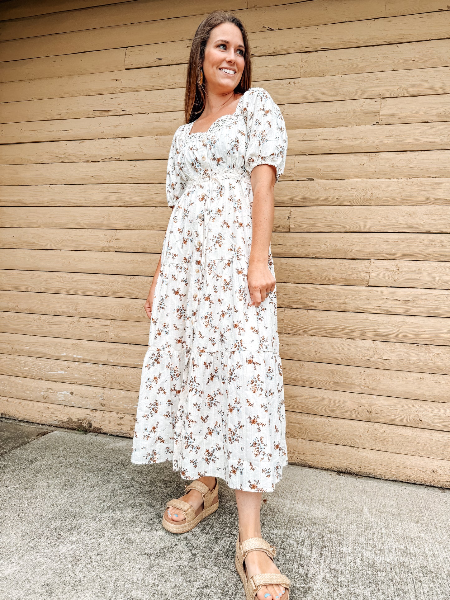 The Cottage Garden Lace Trim Midi Dress