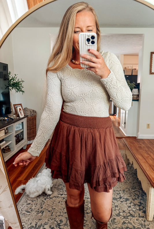Fall Romance Lace Trim Skort