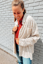Floral Forecast Textured Knit Button Up (S-XL)