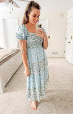Whispers of Spring Midi Dress-Blue