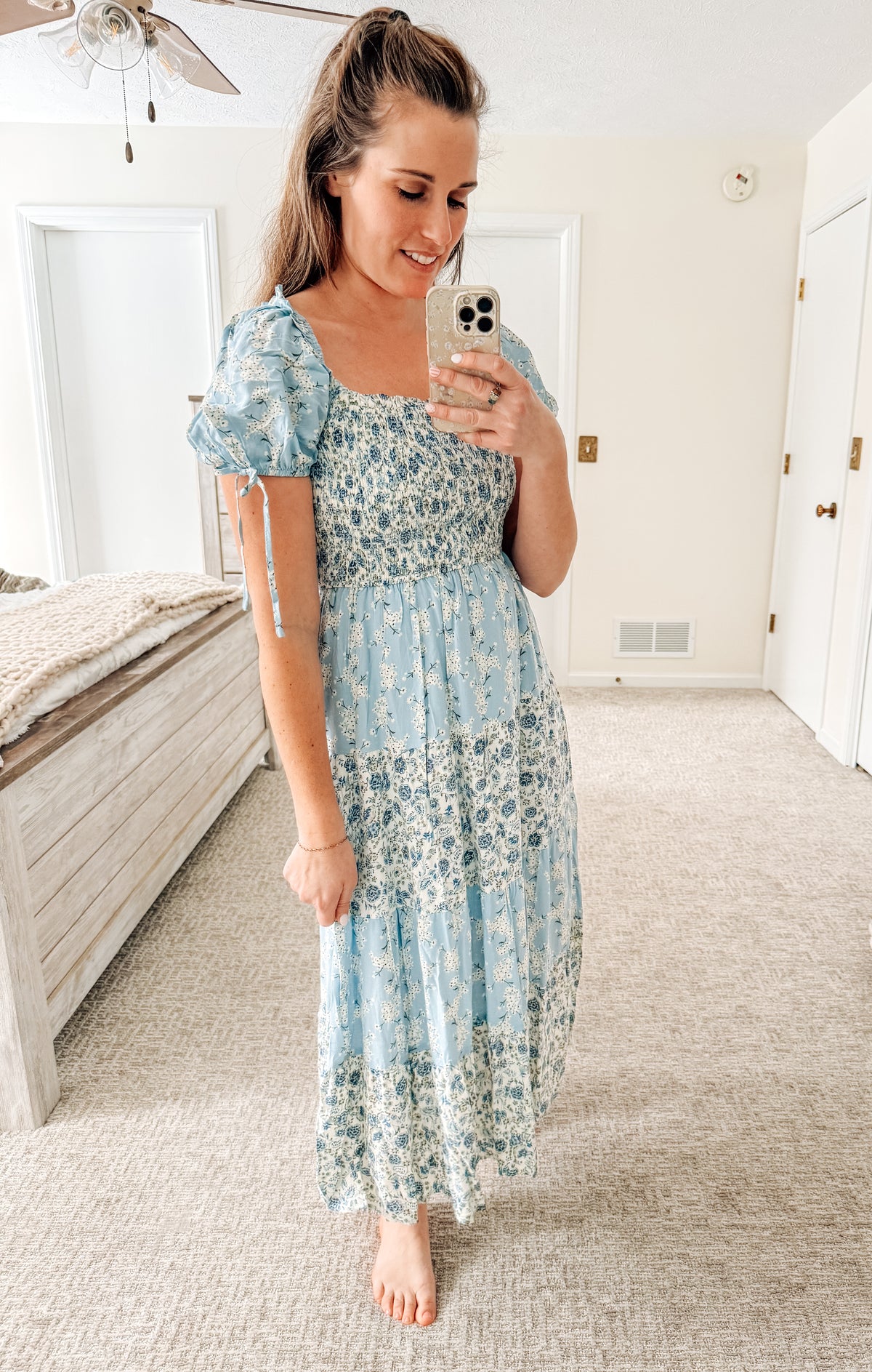 Whispers of Spring Midi Dress-Blue