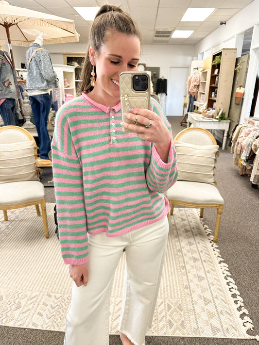 Sweet Sorbet Striped Long Sleeve Top
